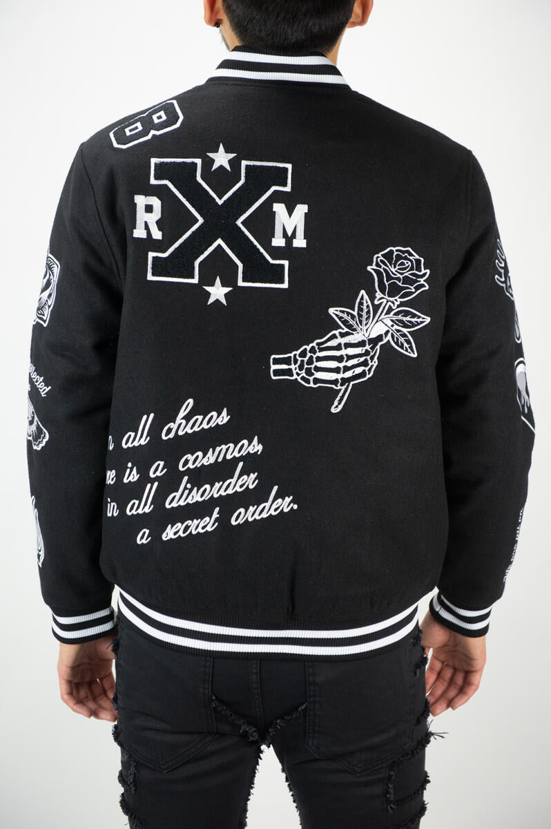 REBEL MINDS RM BLACK VARSITY JACKET