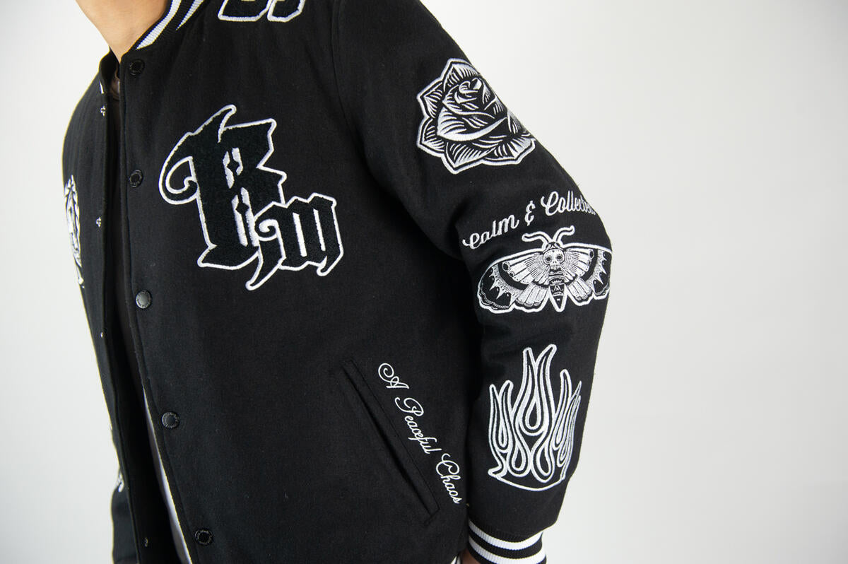 REBEL MINDS RM BLACK VARSITY JACKET