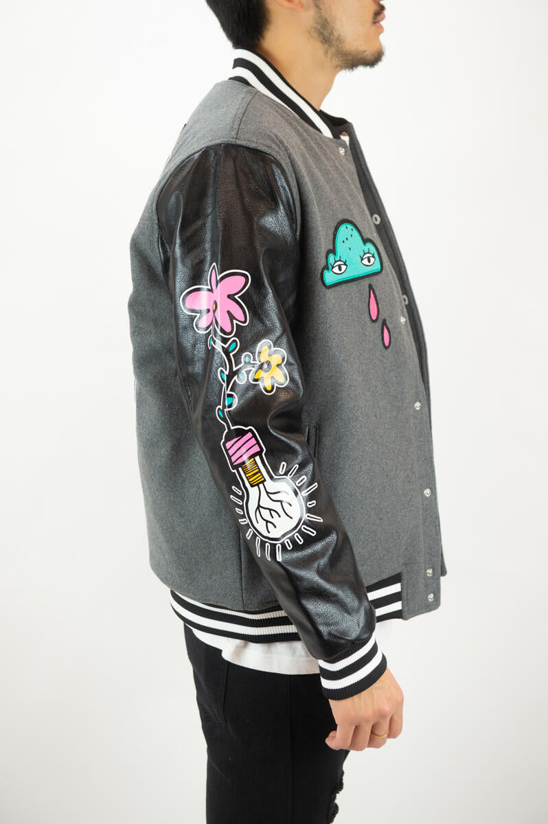 REBEL MINDS SAVE THE PLANET VARSITY JACKET