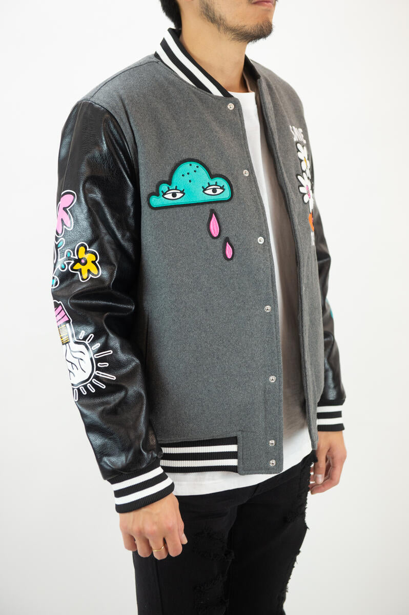 REBEL MINDS SAVE THE PLANET VARSITY JACKET