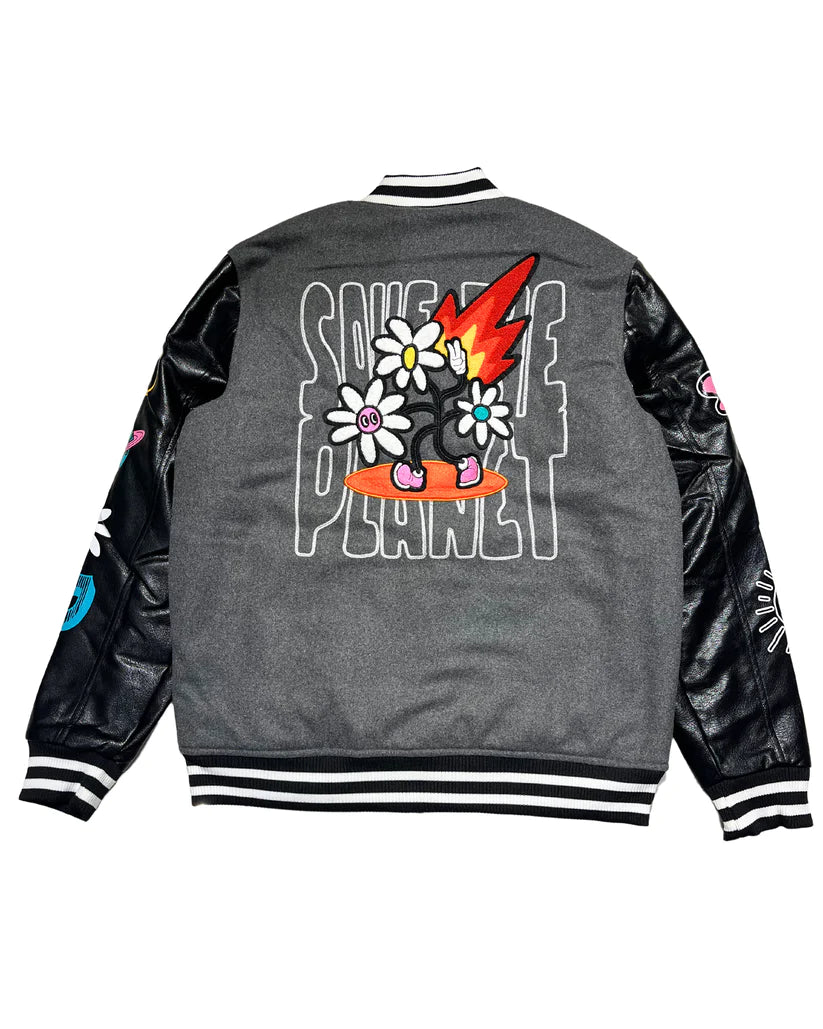 REBEL MINDS SAVE THE PLANET VARSITY JACKET