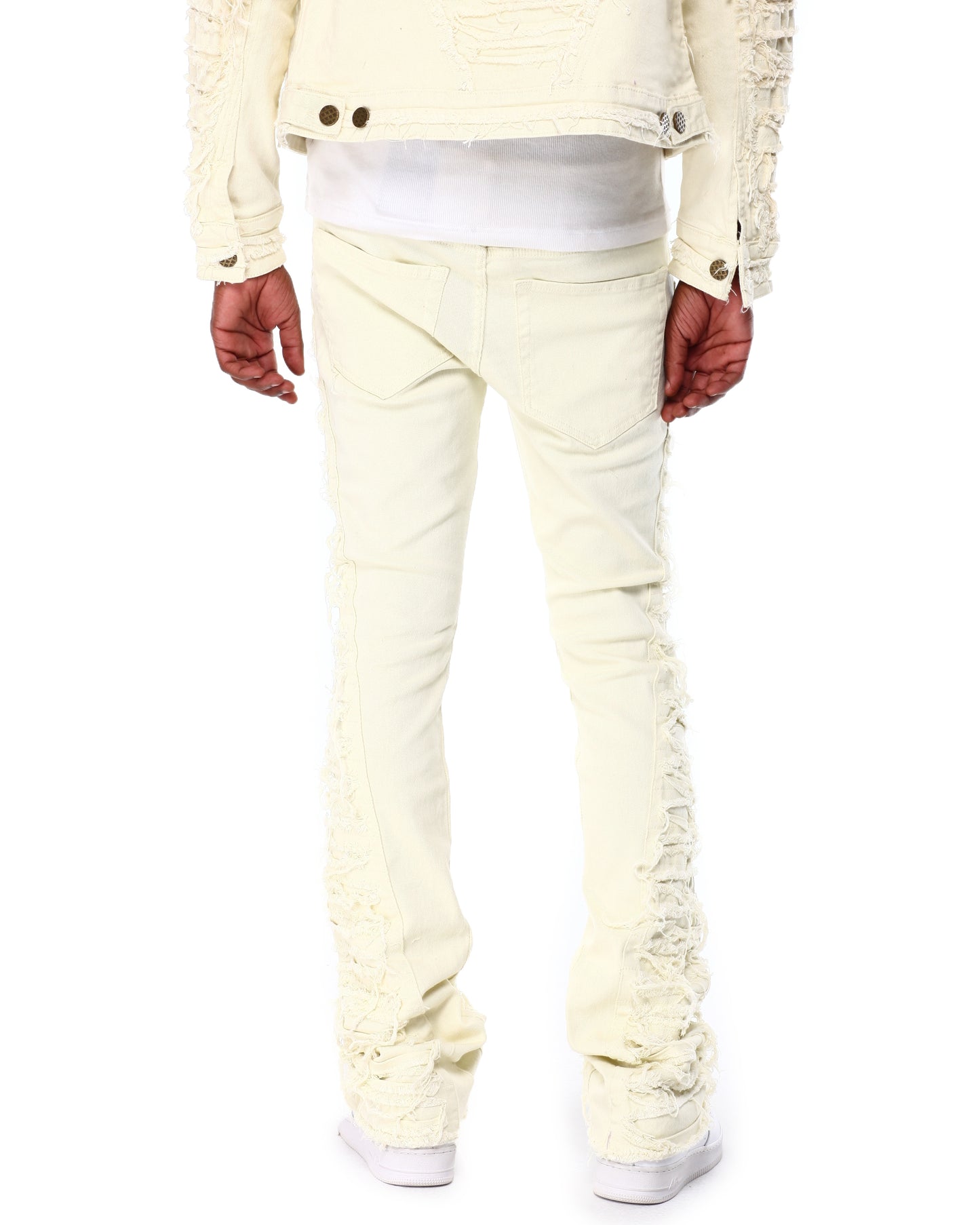 KLOUD9 RAW FRAYED STACKED JEAN