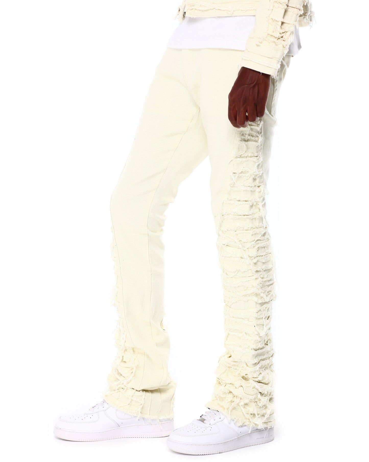 KLOUD9 RAW FRAYED STACKED JEAN