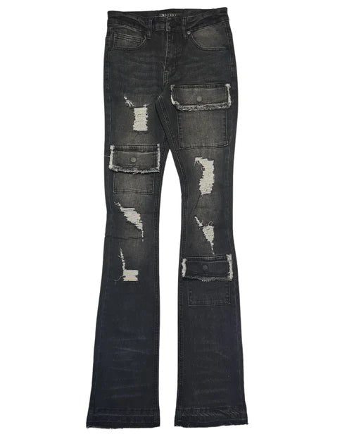 KLOUD9 DRIP BLACK STACKED JEAN