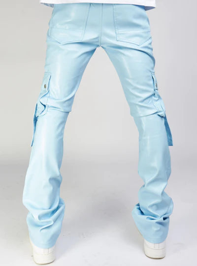 KLOUD9 VEGAN LEATHER STACKED CARGO PANTS