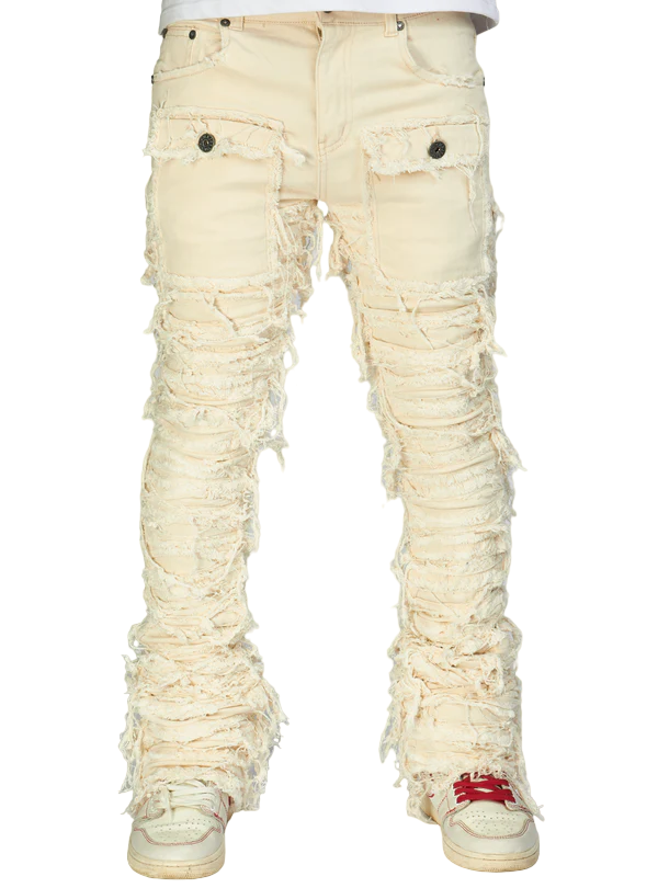 MAJESTIK NIRVANA FRAYED SUPER STACKED PANTS