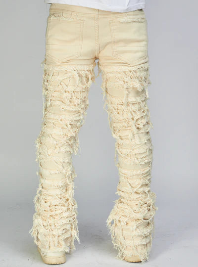 MAJESTIK NIRVANA FRAYED SUPER STACKED PANTS