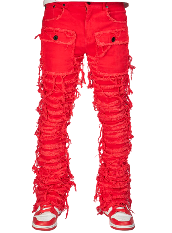 MAJESTIK NIRVANA FRAYED SUPER STACKED PANTS