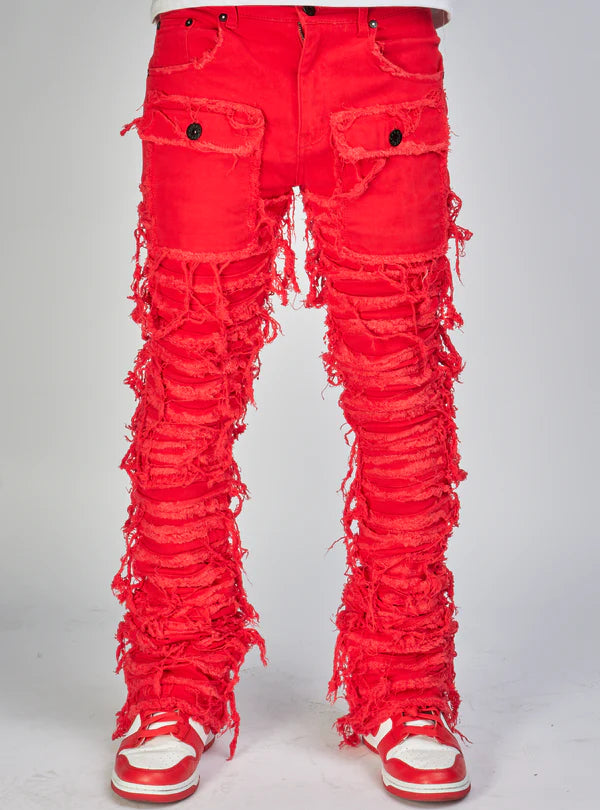 MAJESTIK NIRVANA FRAYED SUPER STACKED PANTS