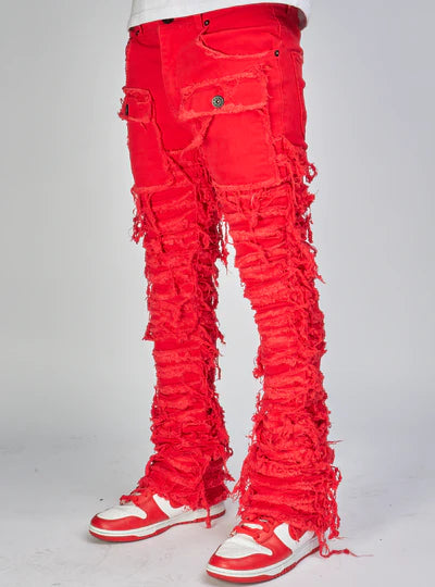 MAJESTIK NIRVANA FRAYED SUPER STACKED PANTS