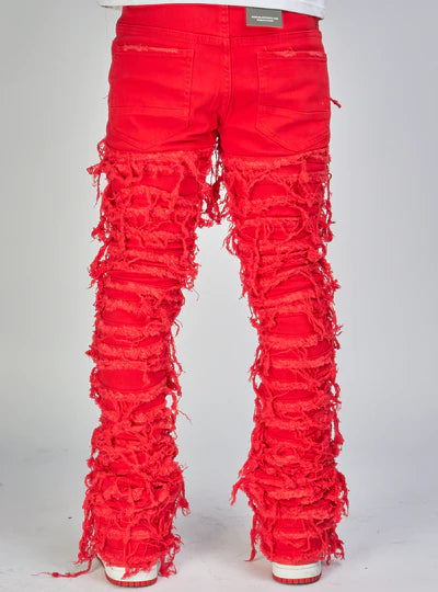 MAJESTIK NIRVANA FRAYED SUPER STACKED PANTS
