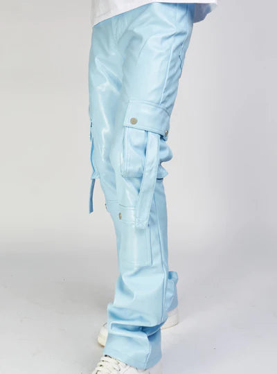 KLOUD9 VEGAN LEATHER STACKED CARGO PANTS