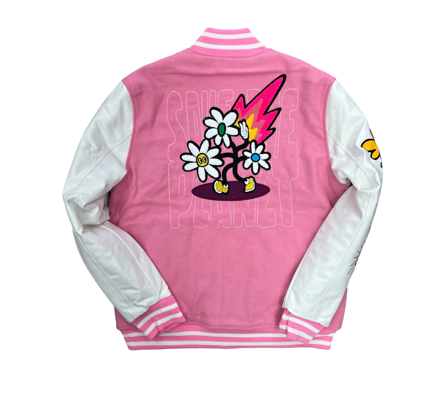 REBEL MINDS SAVE THE PLANET VARSITY JACKET