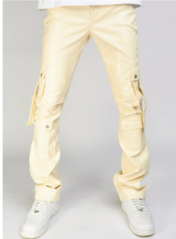 KLOUD9 VEGAN LEATHER STACKED CARGO PANTS