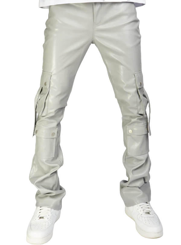 KLOUD9 VEGAN LEATHER STACKED CARGO PANTS