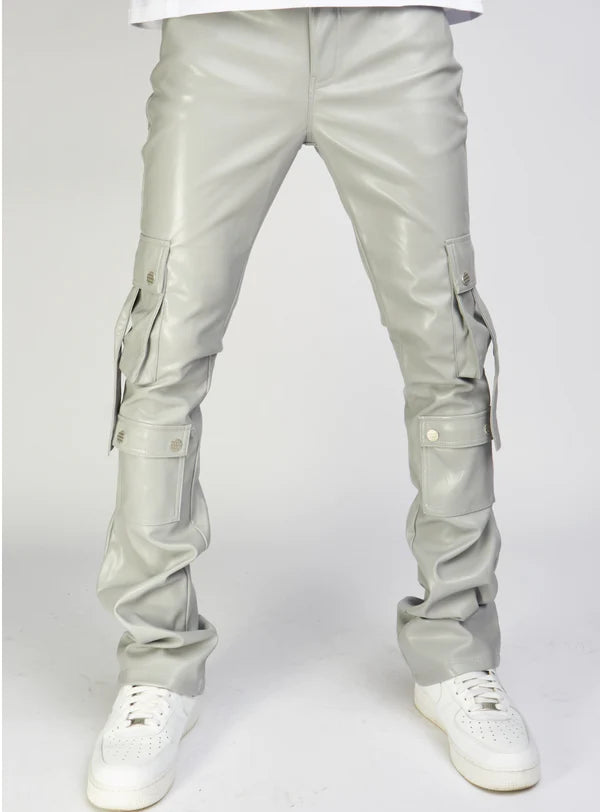 KLOUD9 VEGAN LEATHER STACKED CARGO PANTS