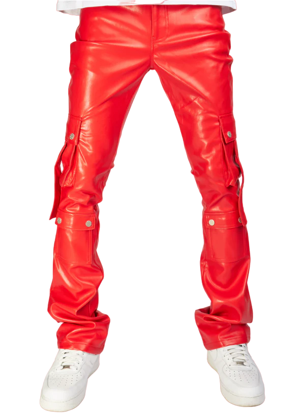 KLOUD9 VEGAN LEATHER STACKED CARGO PANTS