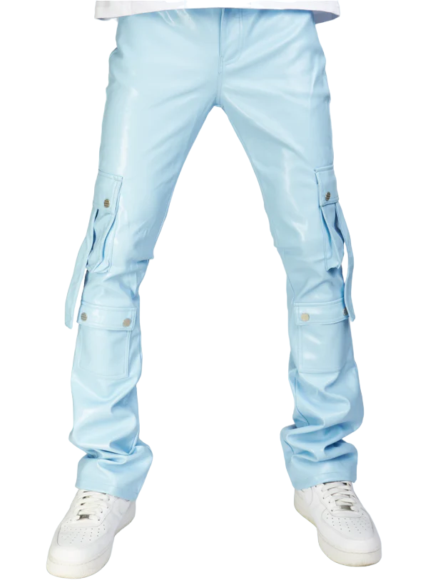 KLOUD9 VEGAN LEATHER STACKED CARGO PANTS