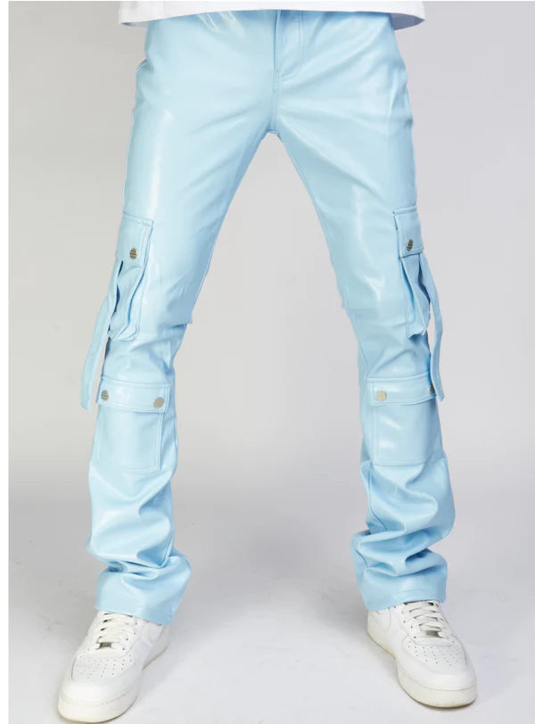 KLOUD9 VEGAN LEATHER STACKED CARGO PANTS