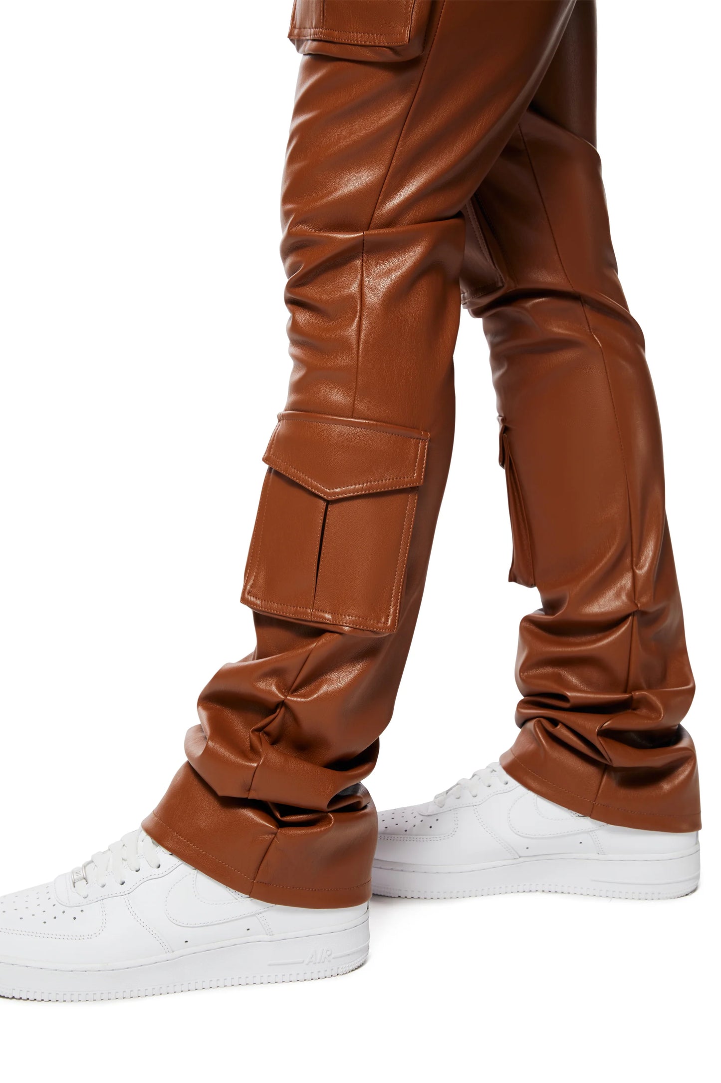 SMOKE RISE VEGAN LEATHER STACKED UTILITY PANTS