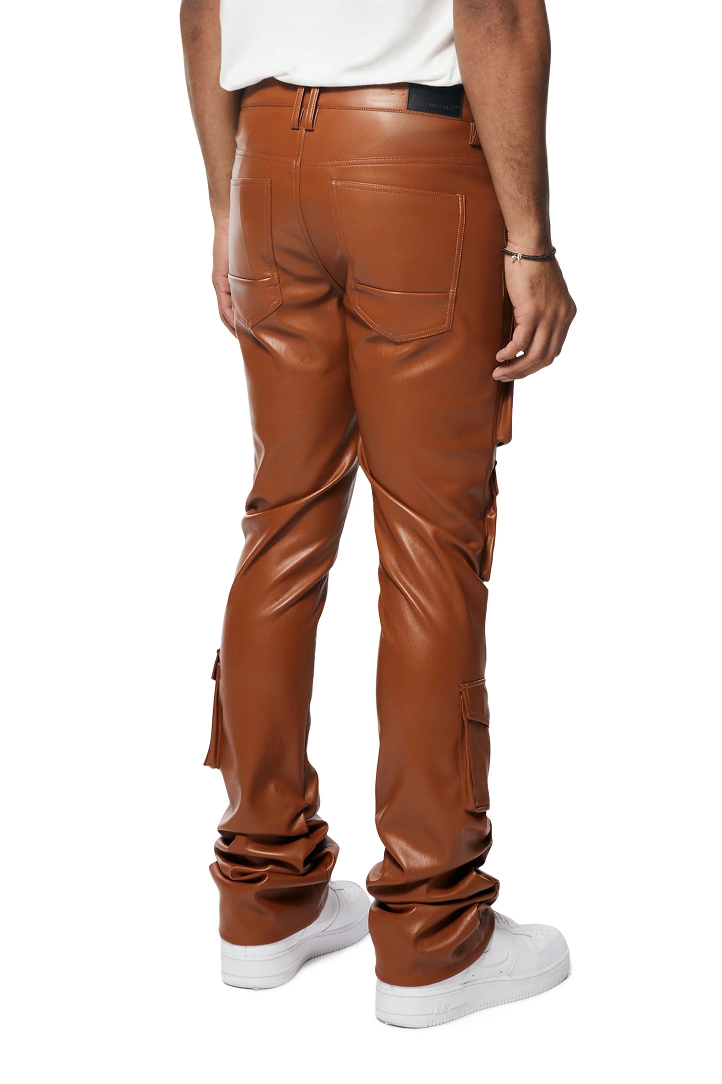 SMOKE RISE VEGAN LEATHER STACKED UTILITY PANTS