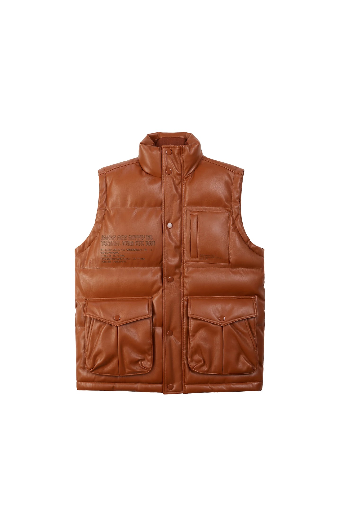 SMOKE RISE PLAID UTILITY VEGAN LEATHER VEST