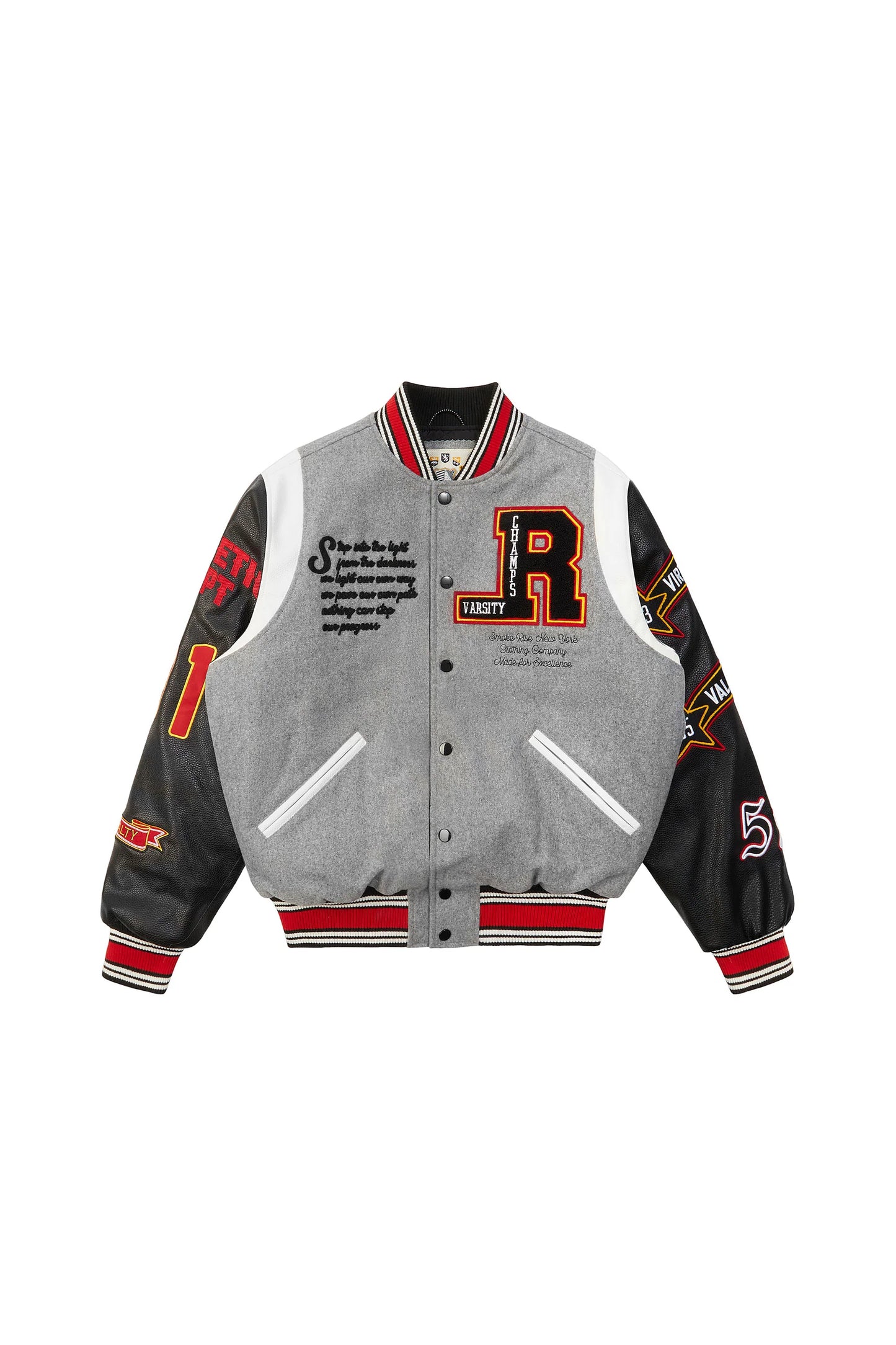 SMOKE RISE PLAID TORCH VARSITY JACKET