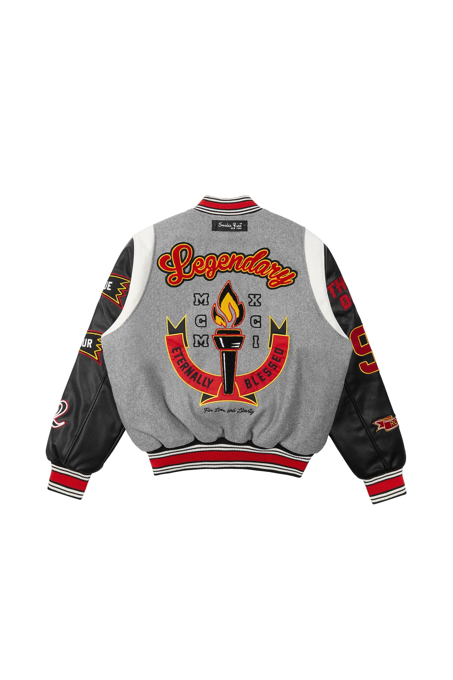 SMOKE RISE PLAID TORCH VARSITY JACKET
