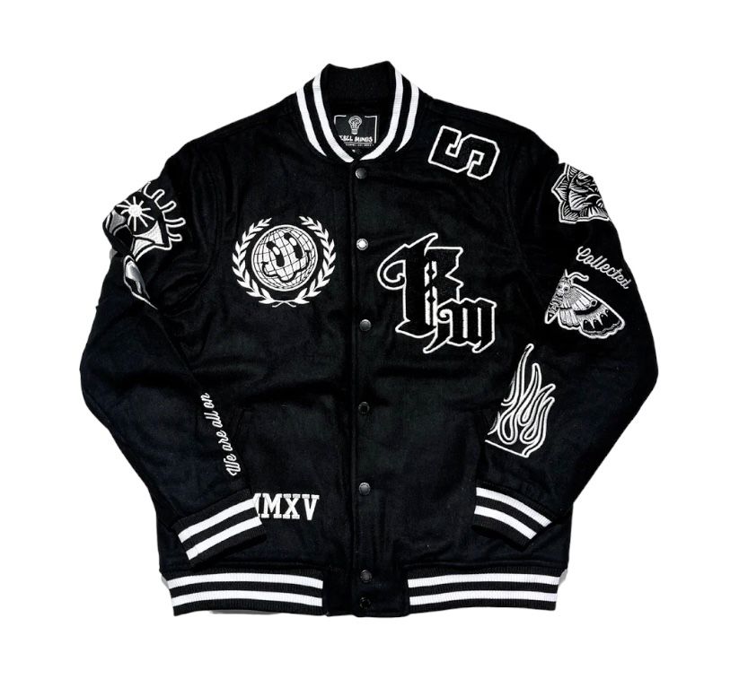 REBEL MINDS RM BLACK VARSITY JACKET