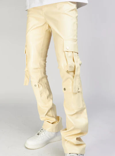 KLOUD9 VEGAN LEATHER STACKED CARGO PANTS