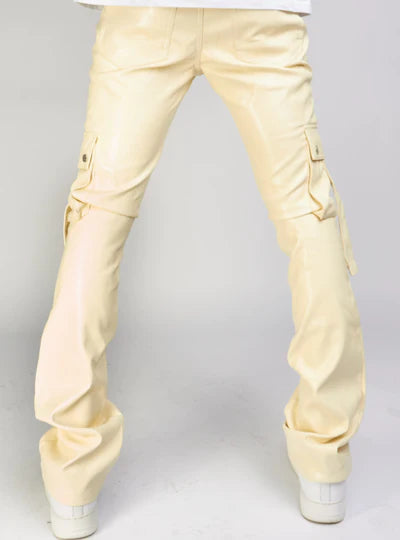 KLOUD9 VEGAN LEATHER STACKED CARGO PANTS