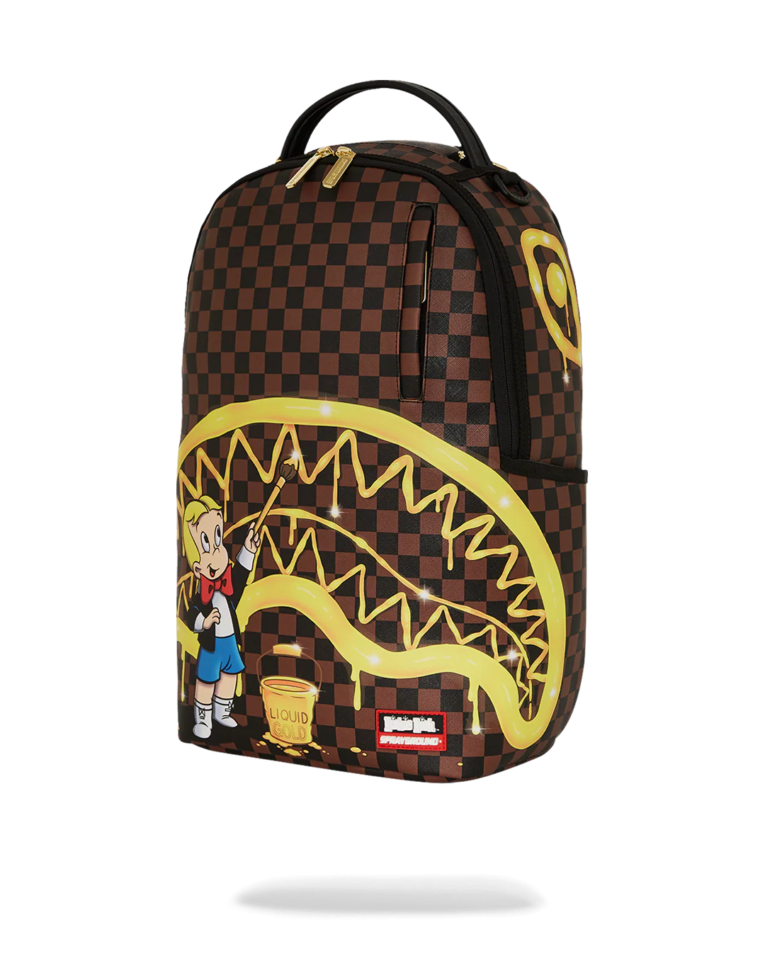 SPRAYGROUND RICHIE RICH PAINT THE SHARK GOLD BACKPACK