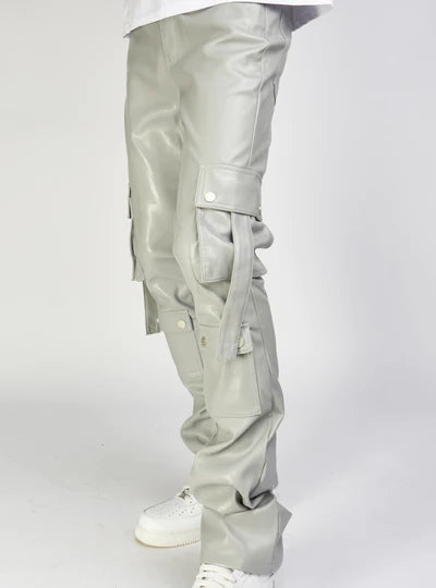 KLOUD9 VEGAN LEATHER STACKED CARGO PANTS