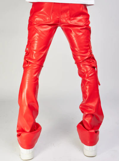 KLOUD9 VEGAN LEATHER STACKED CARGO PANTS