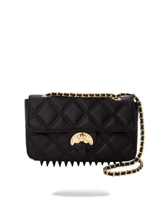 SPRAYGROUND NOIR QUILT GOLD CHAIN SHARK HANDBAG