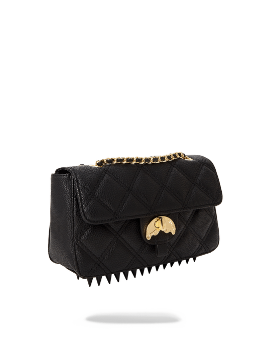 SPRAYGROUND NOIR QUILT GOLD CHAIN SHARK HANDBAG