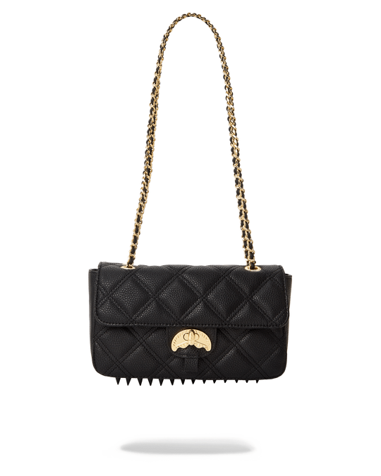 SPRAYGROUND NOIR QUILT GOLD CHAIN SHARK HANDBAG