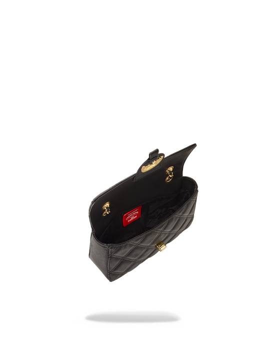 SPRAYGROUND NOIR QUILT GOLD CHAIN SHARK HANDBAG