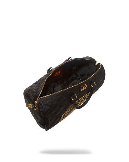 SPRAYGROUND NOIR QUILT GOLD CHAIN SHARK DUFFEL