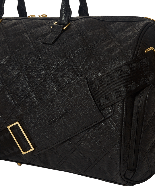 SPRAYGROUND NOIR QUILT GOLD CHAIN SHARK DUFFEL