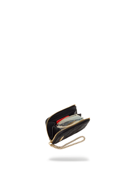 SPRAYGROUND NOIR QUILT GOLD CHAIN SHARK WALLET