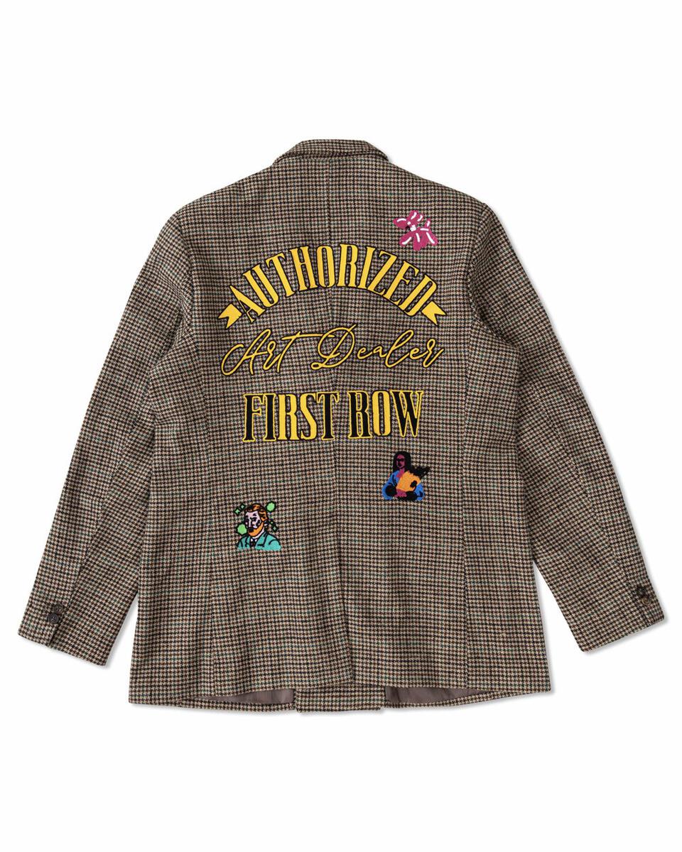 FIRST ROW MULTI PATCHES GLENCHECK DOUBLE BREASTED BLAZER
