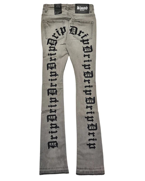 KLOUD9 DRIP GRAY STACKED JEAN