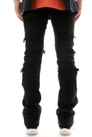 FOCUS STACKED DISTRESSED JET BLACK JEAN