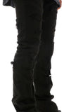 FOCUS STACKED DISTRESSED JET BLACK JEAN